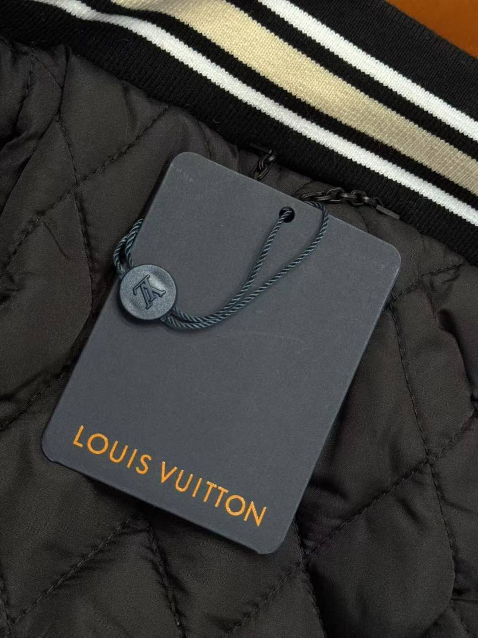 LV Leather And Nylon Embossed Varsity Jacket